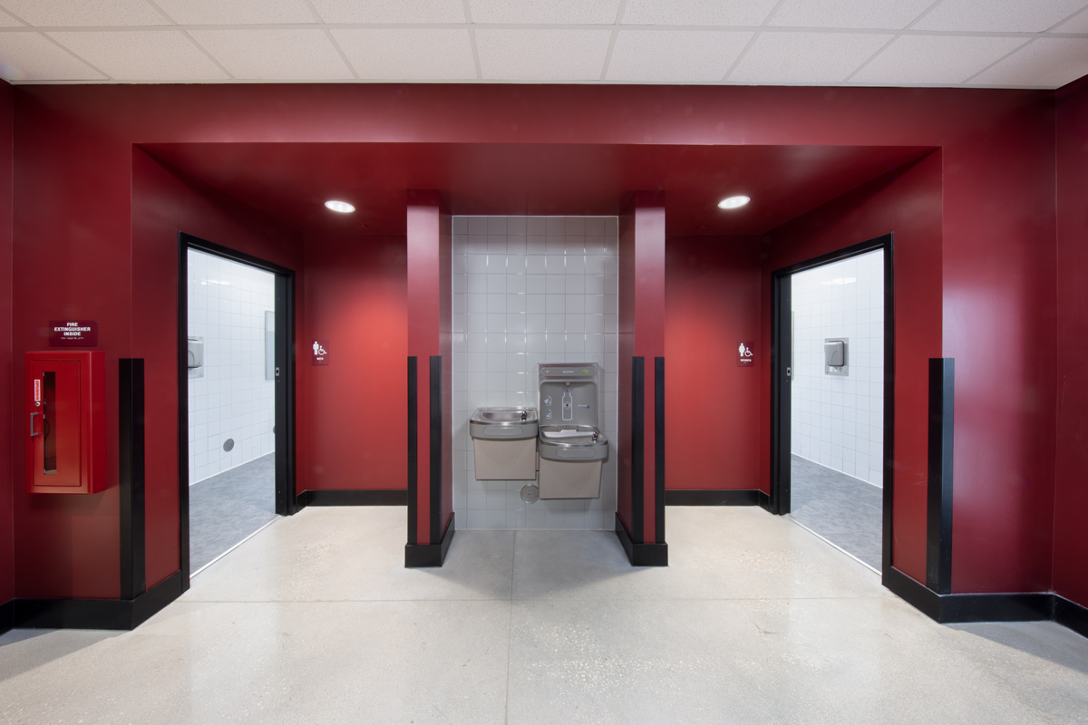 Interior design view of the classrooms corridor at the Somerset Collegiate Preparatory Academy hs in Port St Lucie, FL.